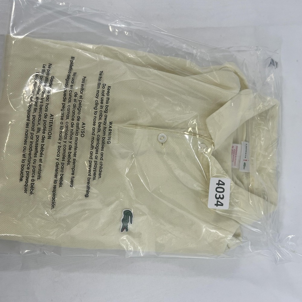 Lacoste Polo Shirt Mens Large Yellow Pique Cotton Croc Logo Short Sleeve - Picture 5 of 13